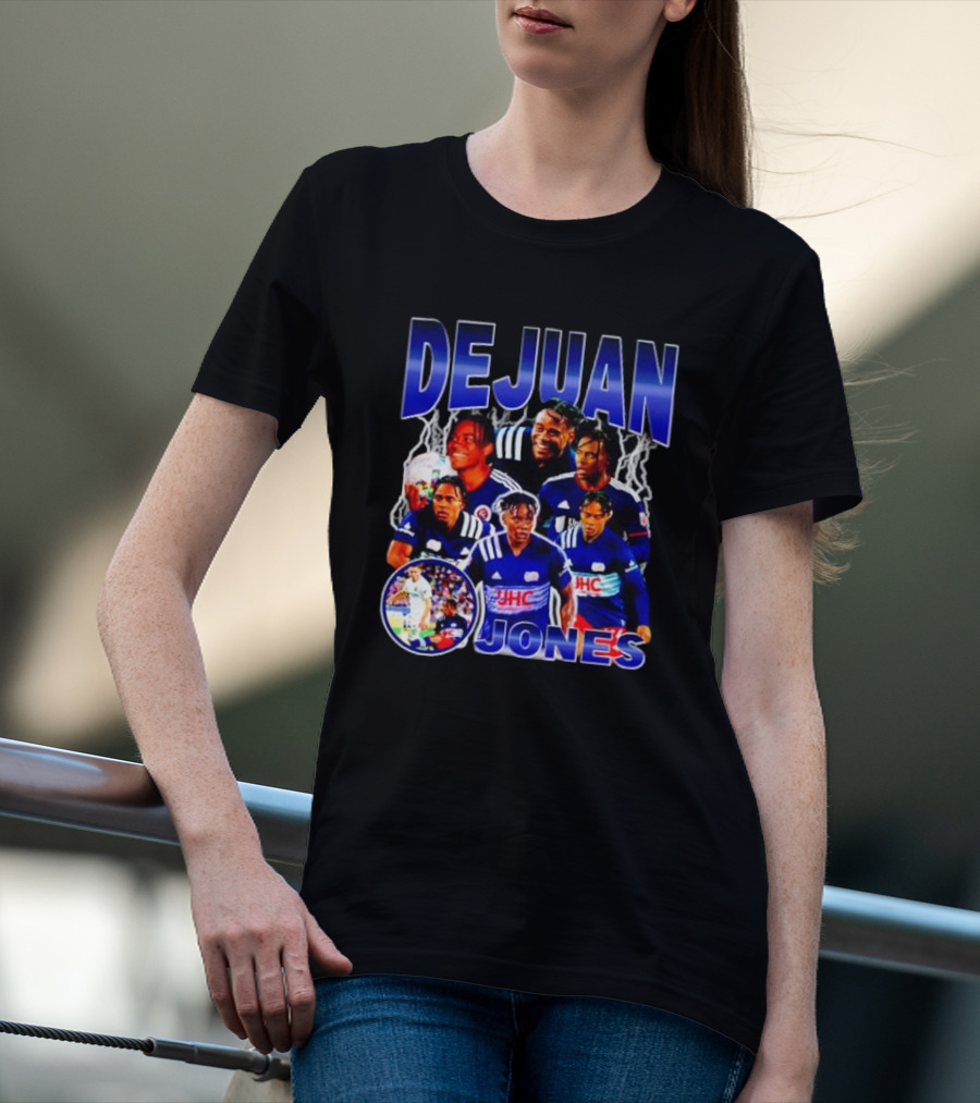 DEJUAN JONES Soccer Bootleg With JHC Logo And Lightning Background T-Shirt