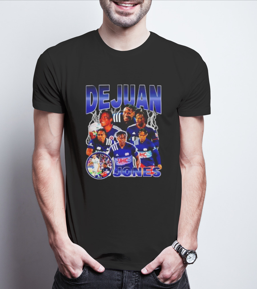 DEJUAN JONES Soccer Bootleg With JHC Logo And Lightning Background T-Shirt