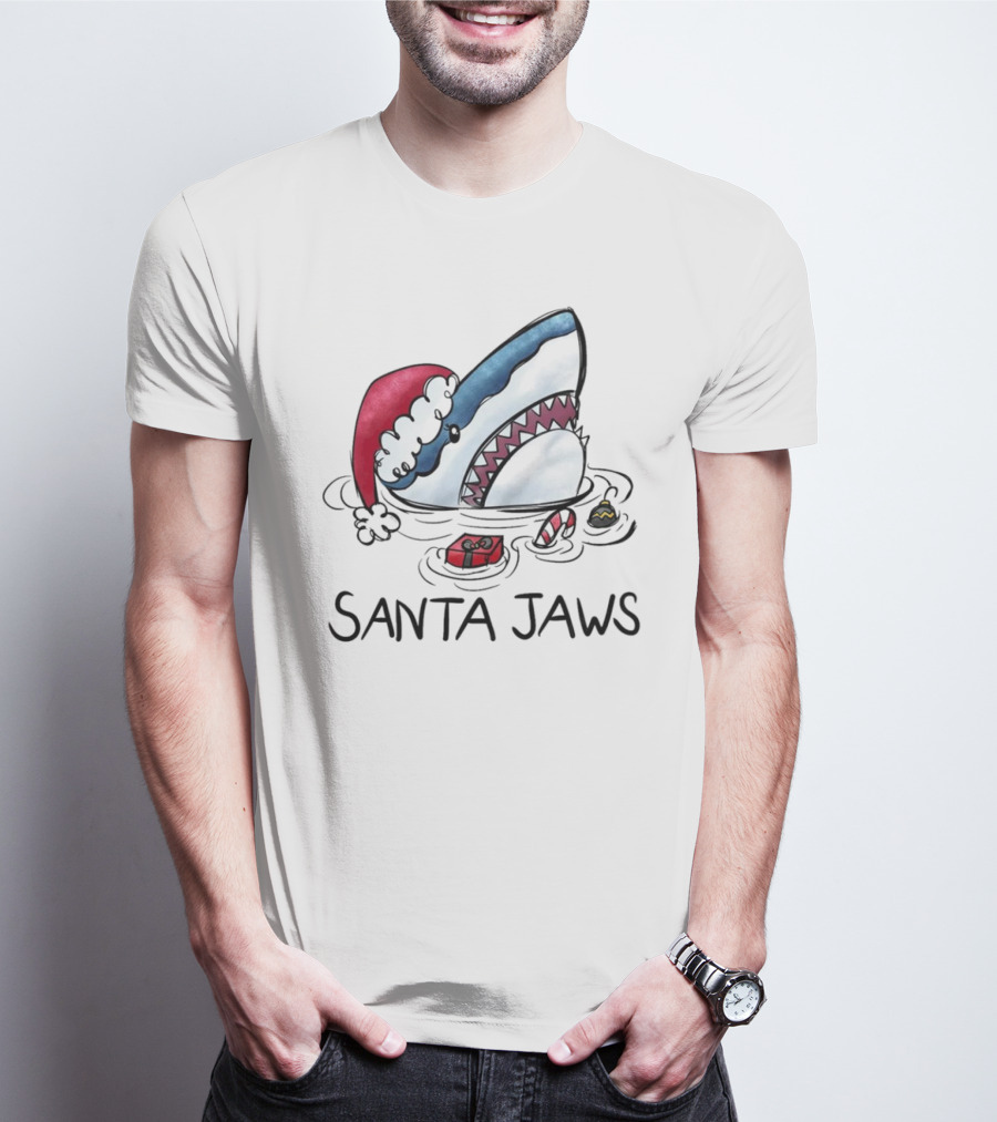 Santa Jaws Funny Shark Christmas T-Shirt