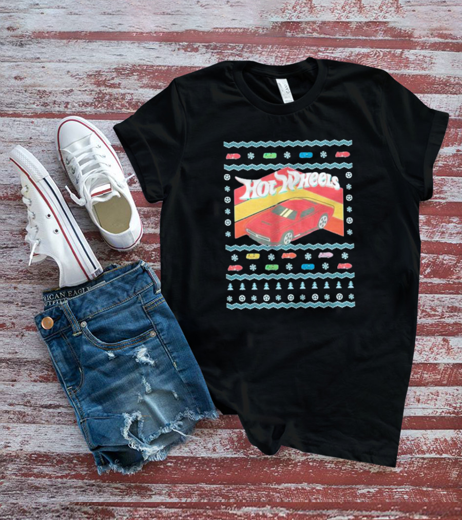 Hot Wheels Holiday Red Car Snowflake T-Shirt