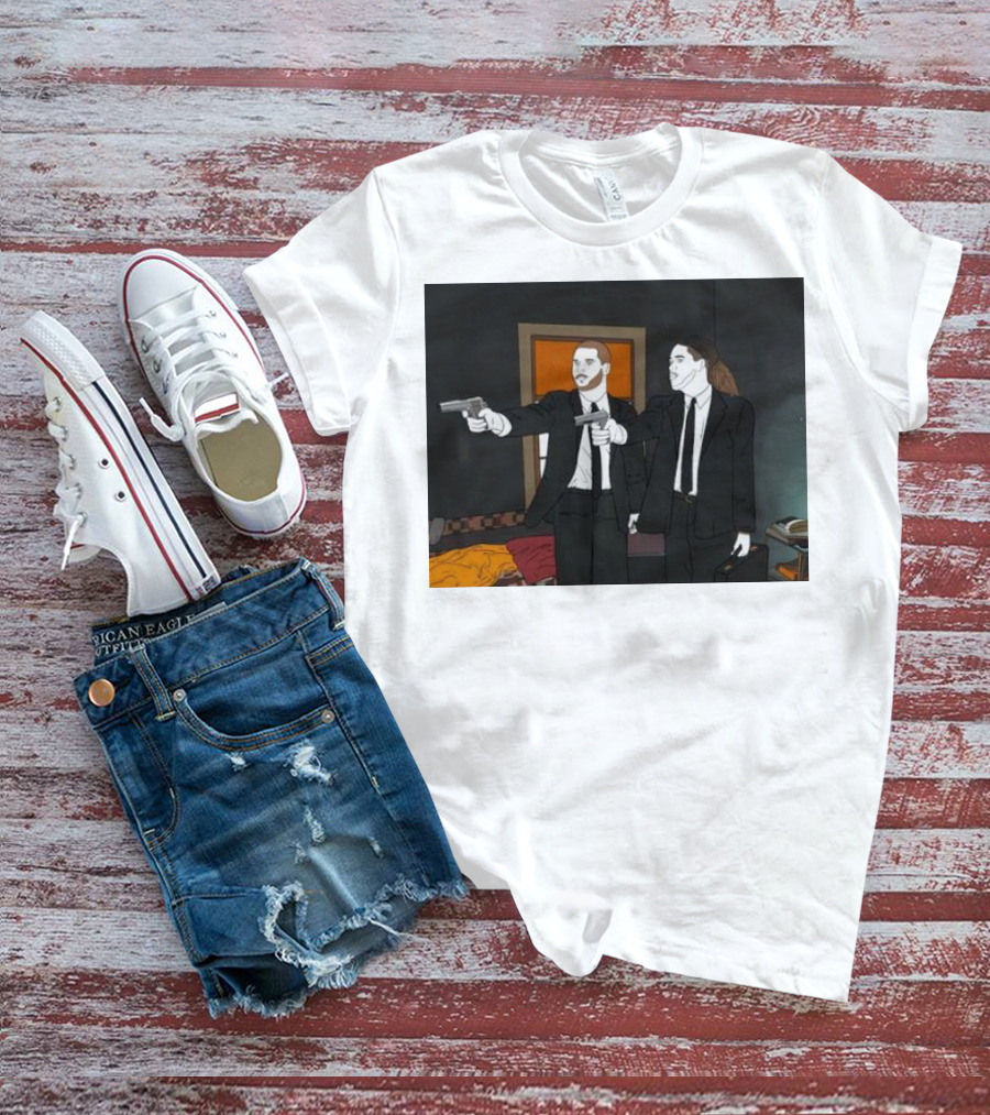 Pulp Fiction Bosa And Youn Duo With Guns Scene T-Shirt