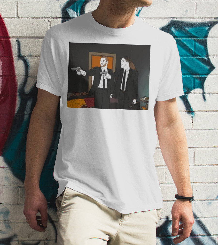Pulp Fiction Bosa And Youn Duo With Guns Scene T-Shirt