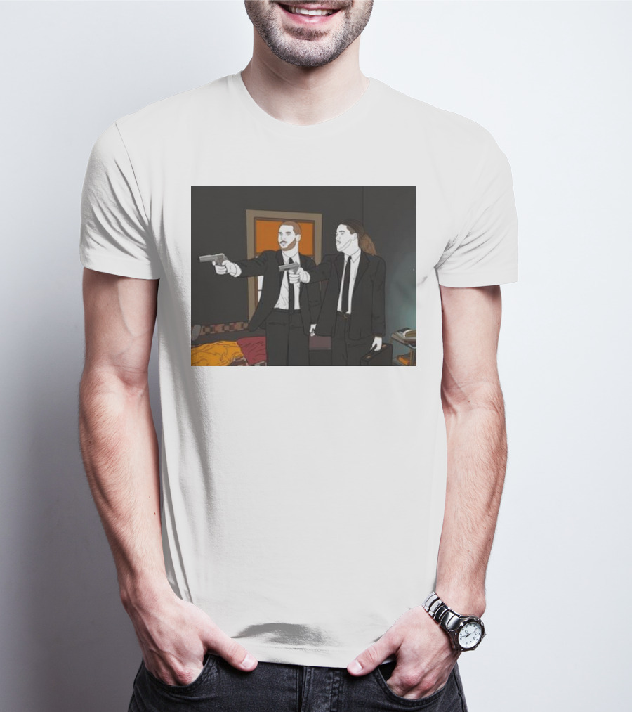 Pulp Fiction Bosa And Youn Duo With Guns Scene T-Shirt