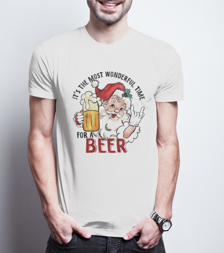 Santa It's The Most Wonderful Time For A Beer Christmas T-Shirt