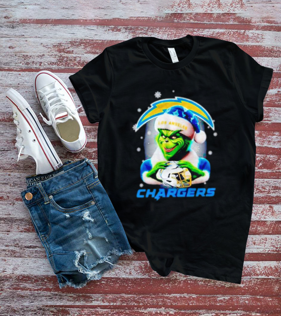 The Grinch Santa Los Angeles Chargers Christmas Holiday T-Shirt