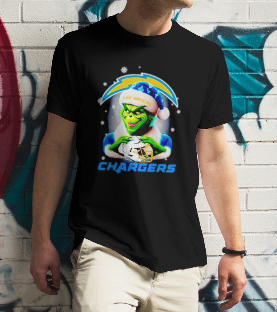 The Grinch Santa Los Angeles Chargers Christmas Holiday T-Shirt