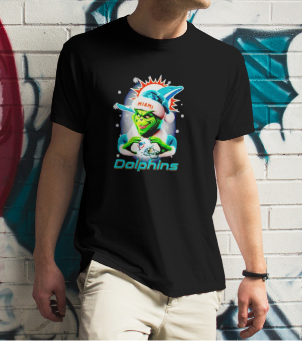 The Grinch Santa Miami Dolphins Christmas T-Shirt