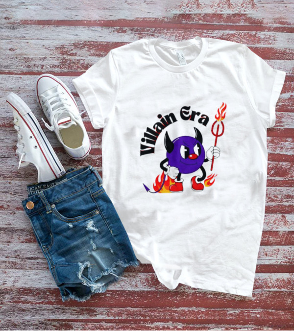 Villain Era Devil Cartoon With Pitchfork And Flames T-Shirt