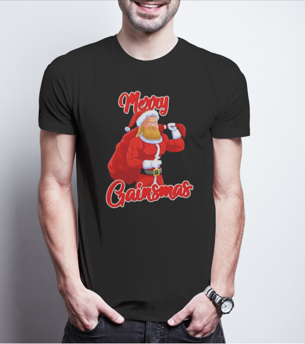 Merry Gainsmas Fitness Santa Bodybuilder T-Shirt