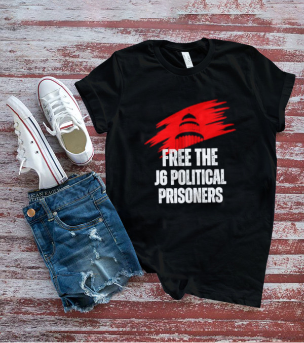 Free The J6 Political Prisoners Capitol Building Red Brushstroke T-Shirt