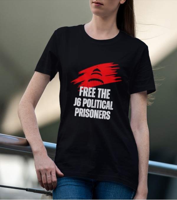 Free The J6 Political Prisoners Capitol Building Red Brushstroke T-Shirt