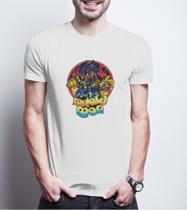 Mutoid Man CoTV Psychedelic Comic Style Superheroes With Lightning And Fiery Hands T-Shirt