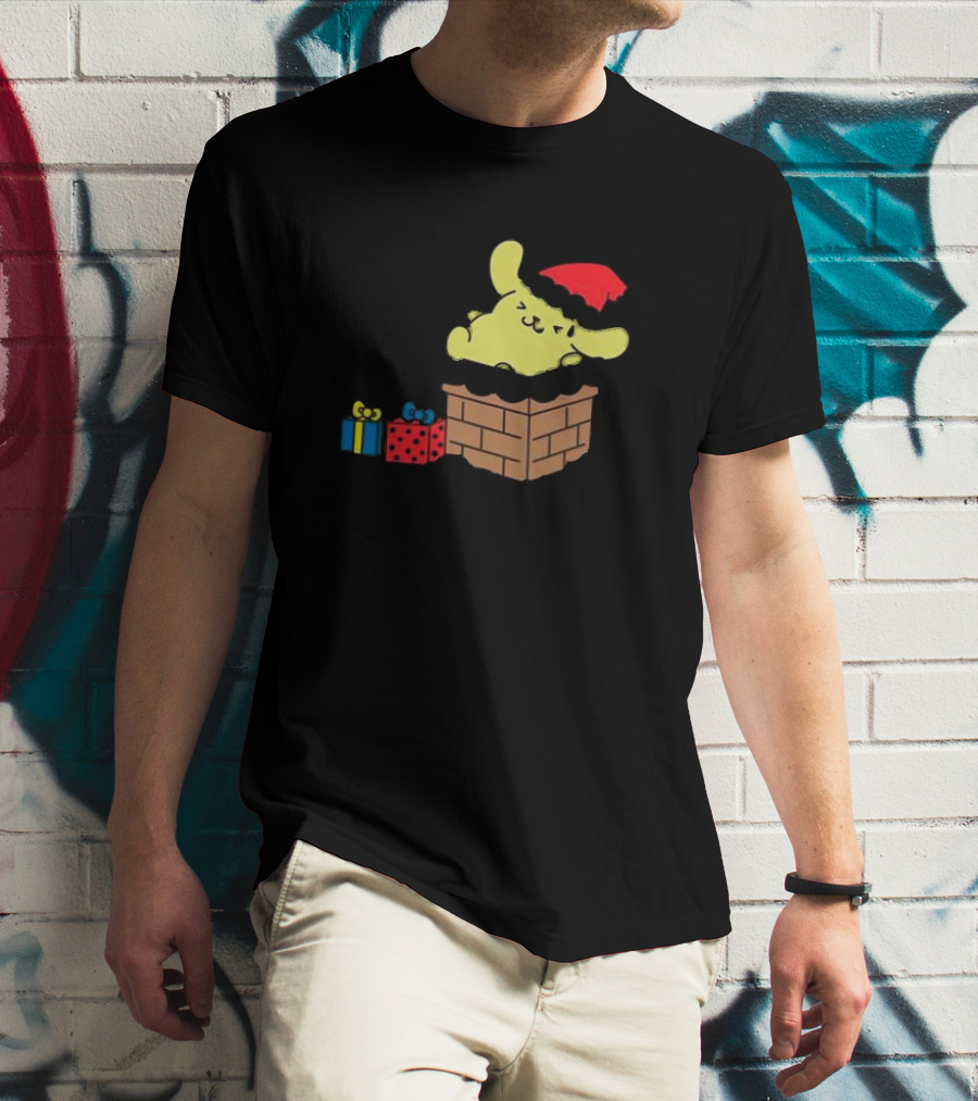 Pompompurin Christmas Chimney With Santa Hat And Presents T-Shirt