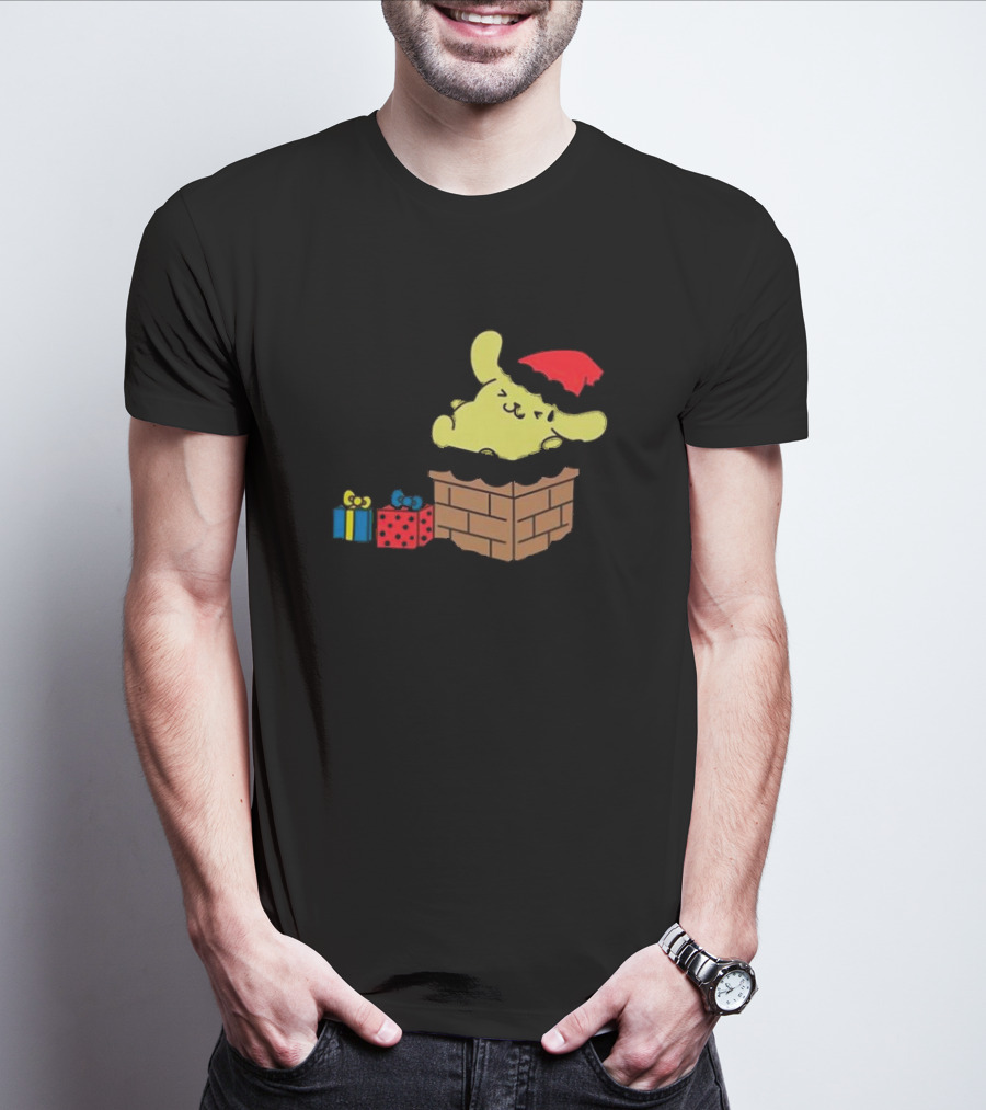 Pompompurin Christmas Chimney With Santa Hat And Presents T-Shirt