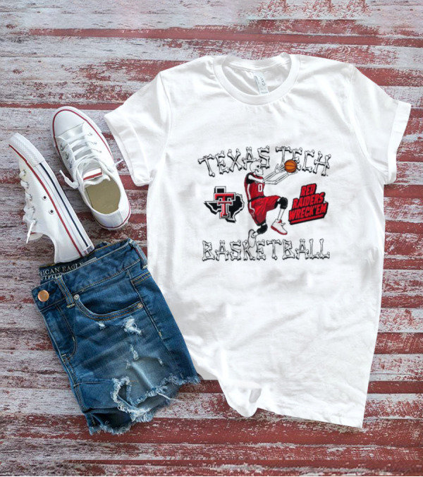 Texas Tech Basketball Red Raiders Wreck 'Em Skeleton Dunking T-Shirt