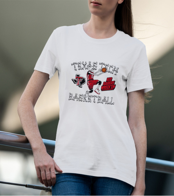 Texas Tech Basketball Red Raiders Wreck 'Em Skeleton Dunking T-Shirt