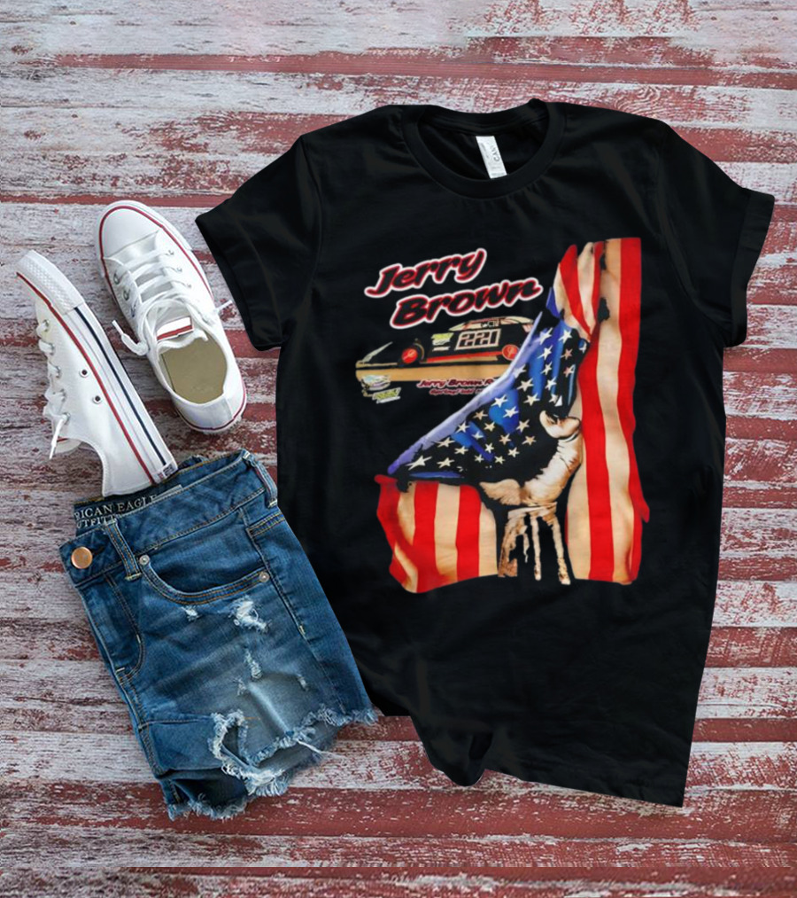 Jerry Brown Blood Inside Me American Flag Race Car 88 T-Shirt