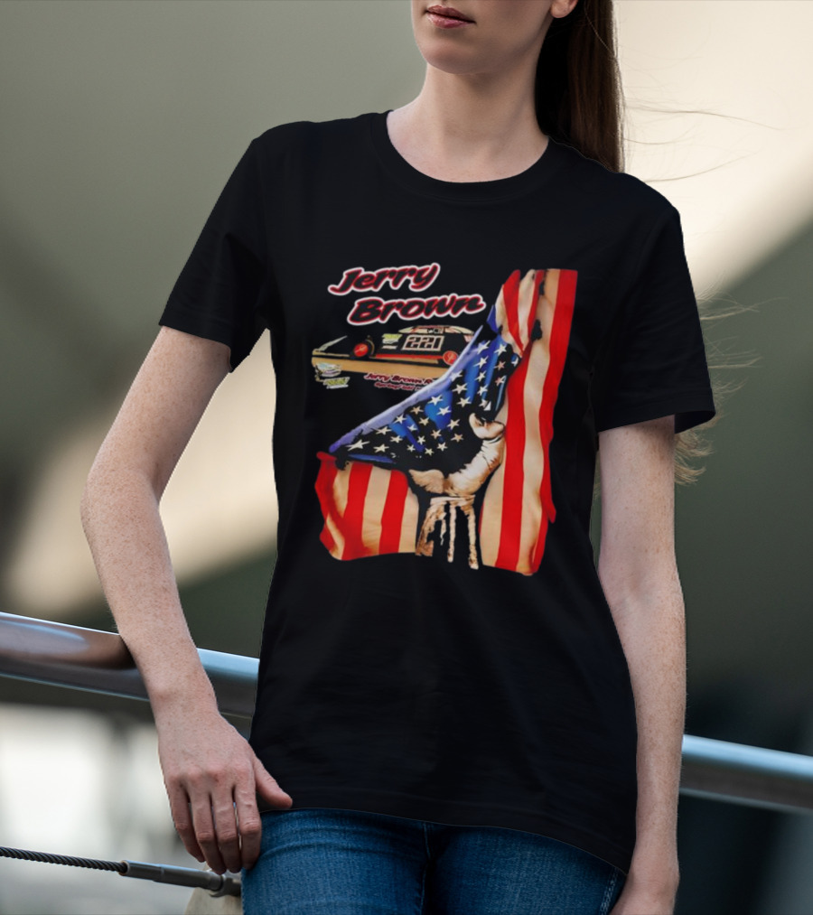 Jerry Brown Blood Inside Me American Flag Race Car 88 T-Shirt