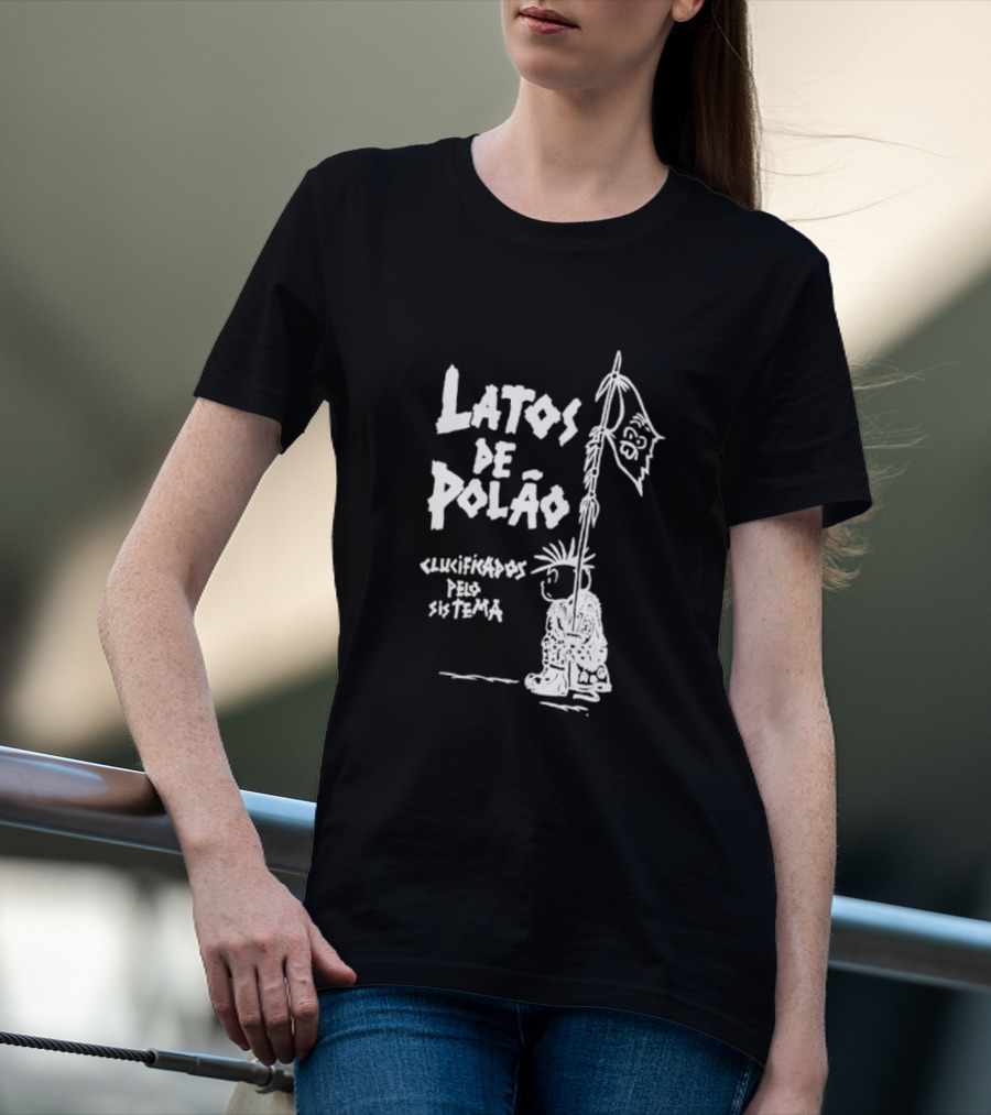 Latos De Polão Clucificados Pelo Sistema 89 Flag Cartoon Drawing T-Shirt