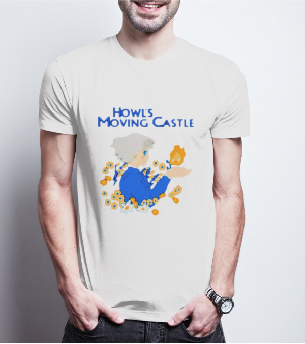 Howl’s Moving Castle Howl With Calcifer And Flowers T-Shirt