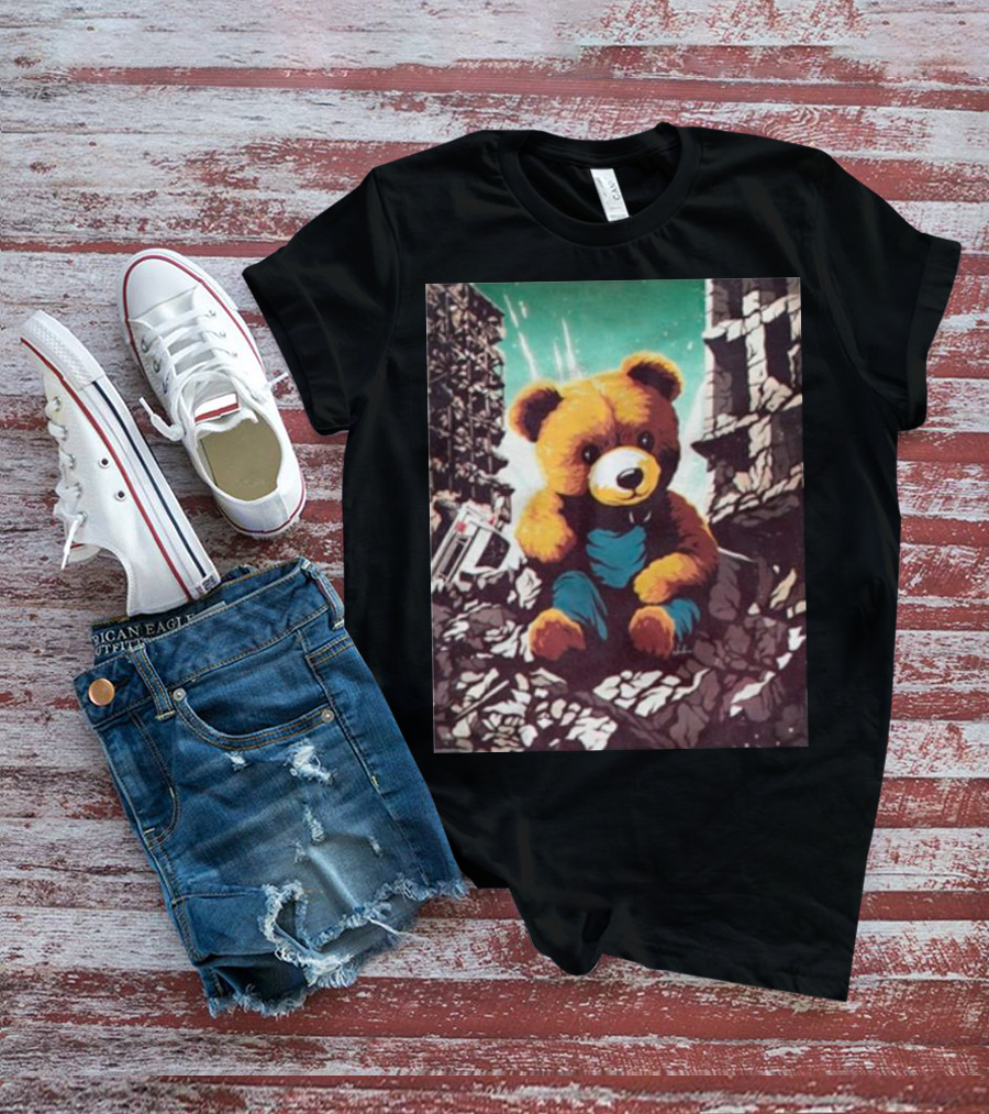 Ceasefire Now Teddy Bear In War-Torn Ruins T-Shirt