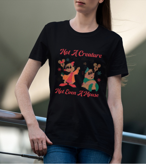 Not A Creature Was Stirring Not Even A Mouse Jaq And Gus Holiday Snowflakes T-Shirt