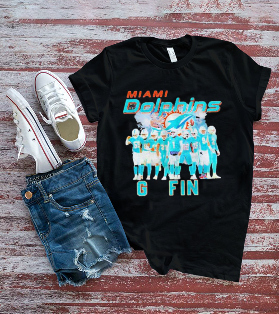 Miami Dolphins Go Fins Players Logo Team Spirit T-Shirt