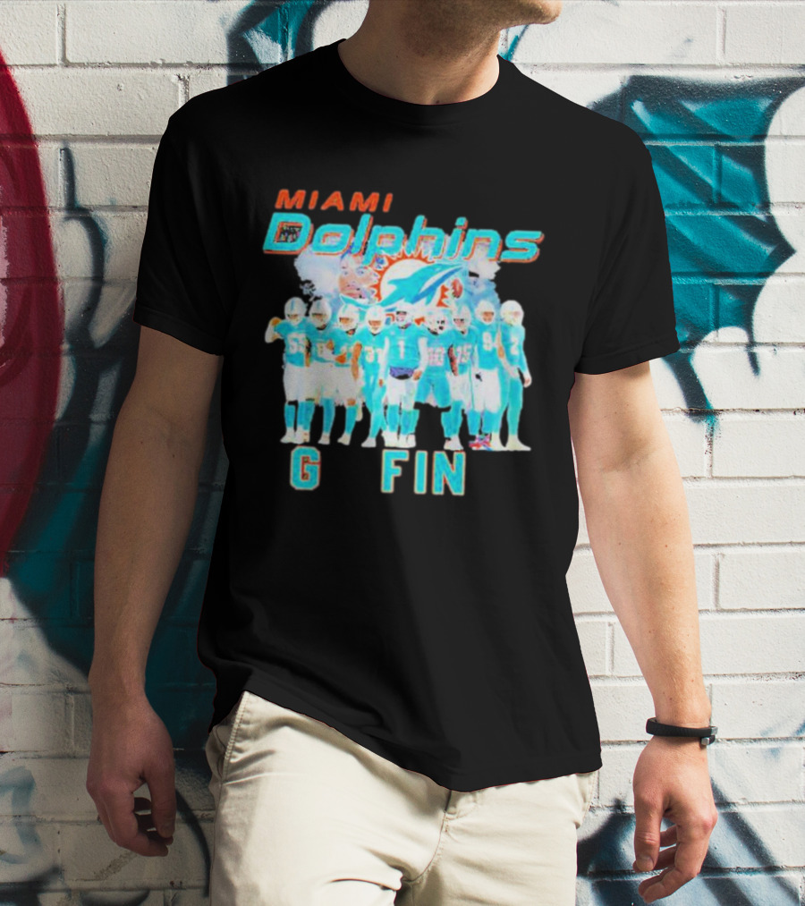 Miami Dolphins Go Fins Players Logo Team Spirit T-Shirt