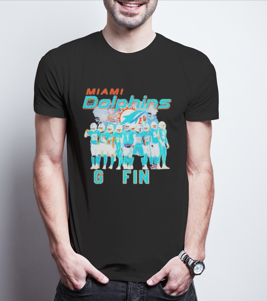 Miami Dolphins Go Fins Players Logo Team Spirit T-Shirt