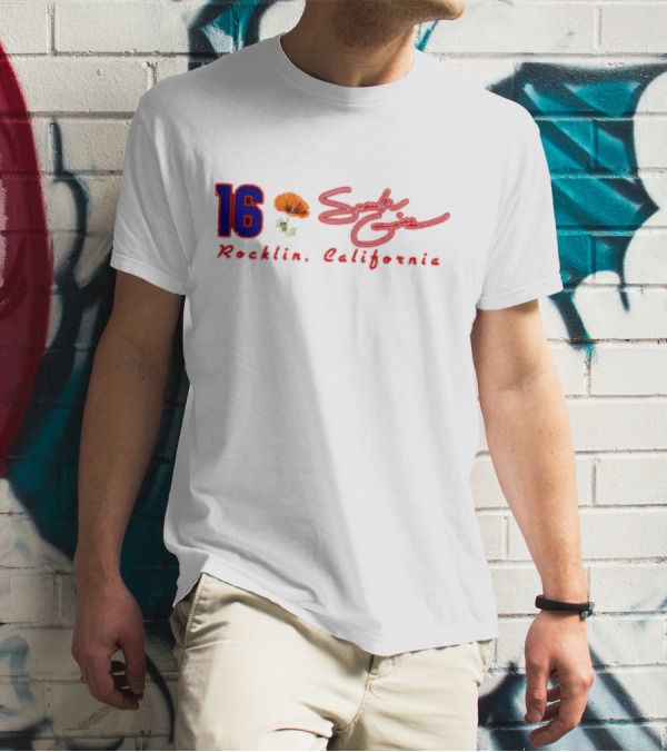 16 Sarah Giles Rocklin California Poppy Script T-Shirt