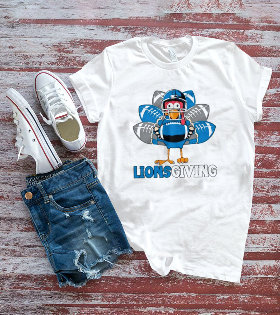 Detroit Lions Turkey Football Lionsgiving Thanksgiving T-Shirt
