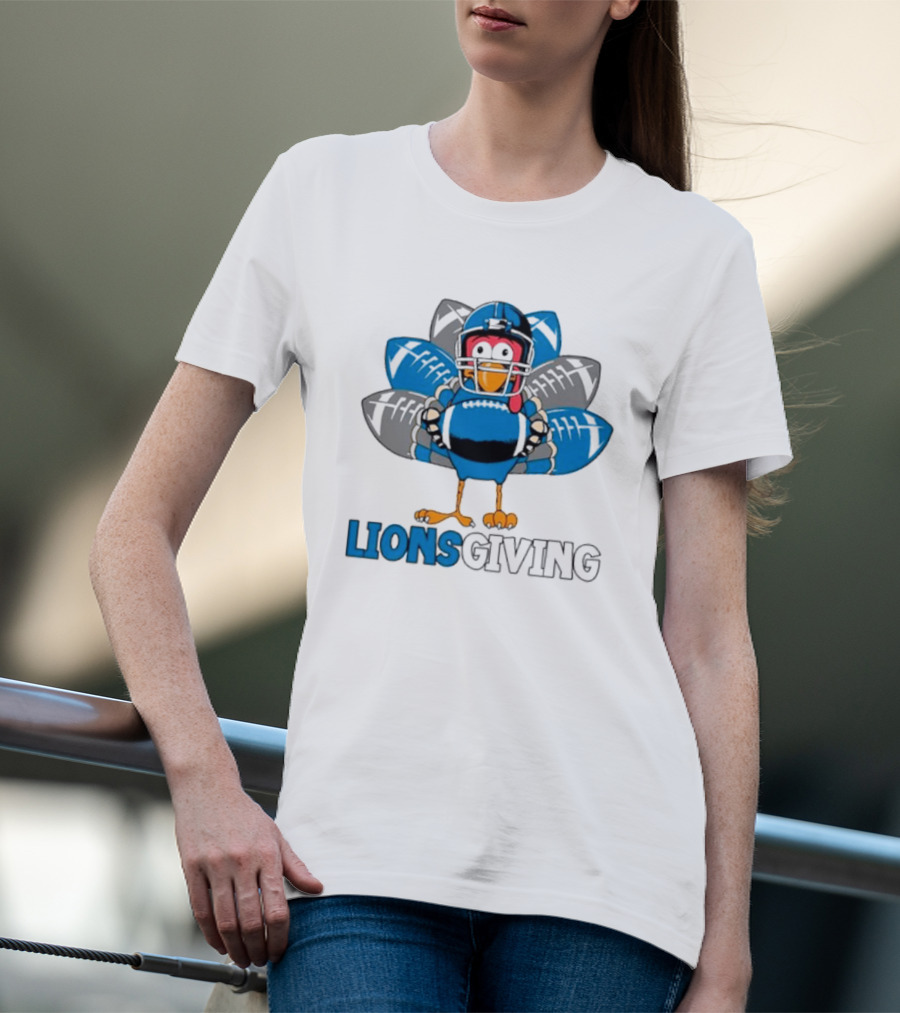 Detroit Lions Turkey Football Lionsgiving Thanksgiving T-Shirt
