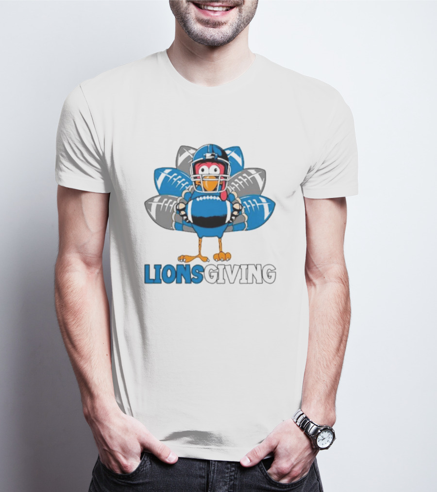 Detroit Lions Turkey Football Lionsgiving Thanksgiving T-Shirt
