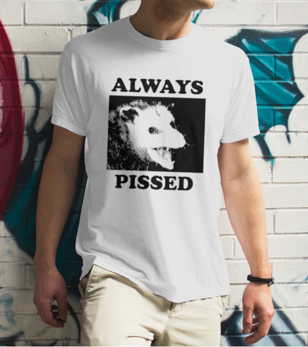 Opossum Always Pissed Black-and-White T-Shirt