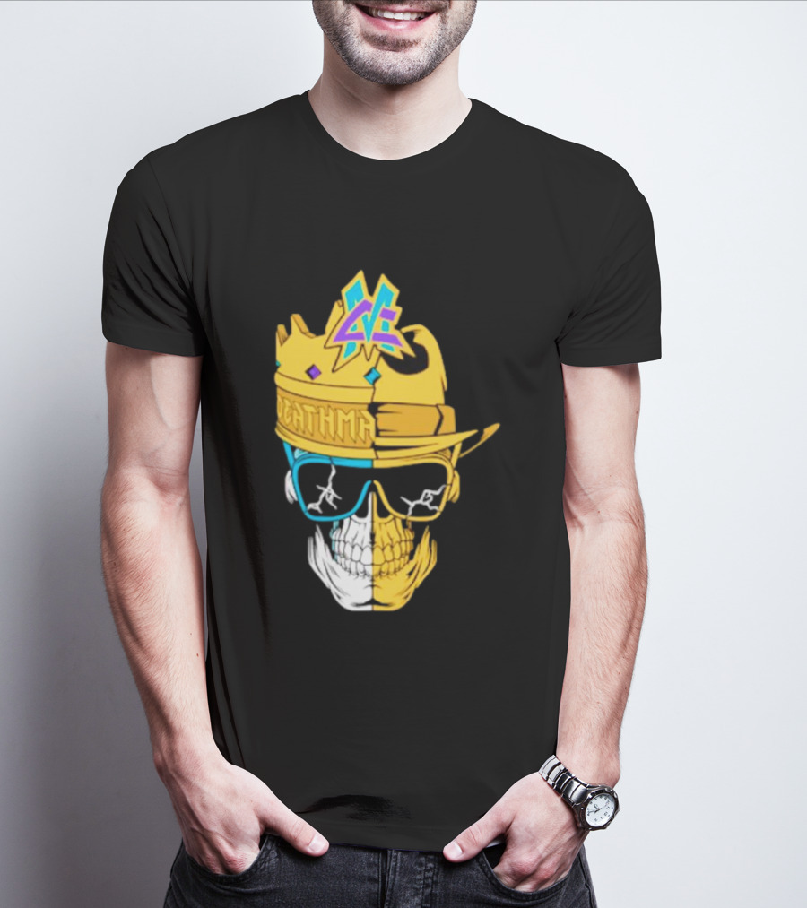 Matt Cardona Deathmatch God Crowned Skull With Sunglasses And Crown Split T-Shirt
