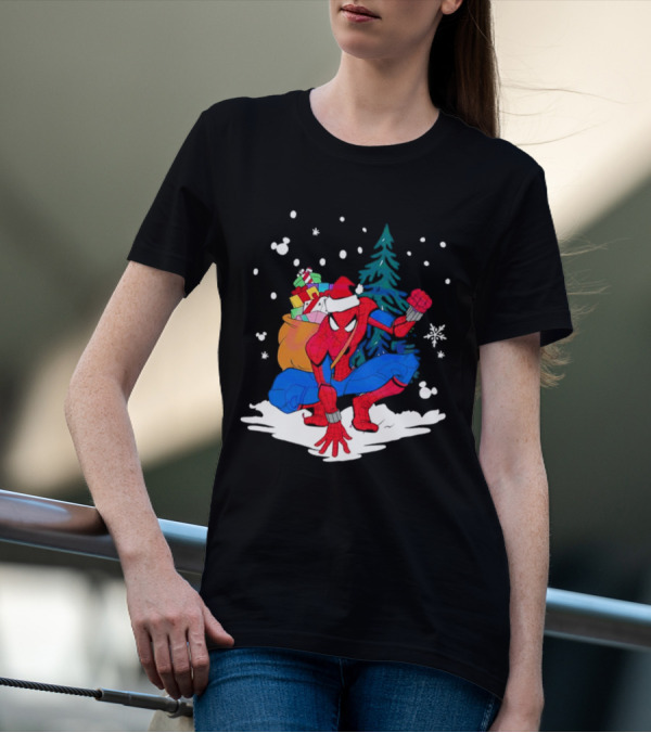 Spiderman Santa Christmas Tree Snow Presents T-Shirt