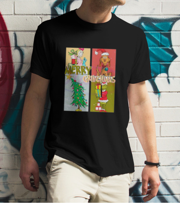 Merry Grinchmas Characters Vintage Grinch And Max Christmas Tree T-Shirt
