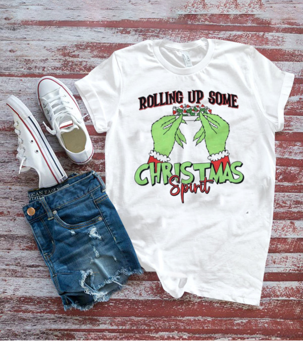 Rolling Up Some Christmas Spirit Grinch's Hands Festive Vibe T-Shirt