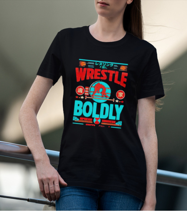 Wrestle Boldly Spread Kindness Wrestling Iconic Symbols T-Shirt