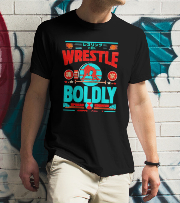 Wrestle Boldly Spread Kindness Wrestling Iconic Symbols T-Shirt
