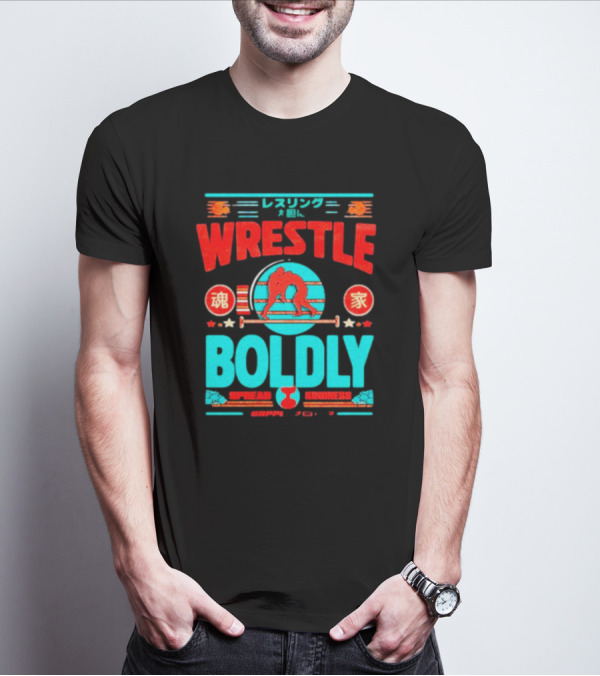 Wrestle Boldly Spread Kindness Wrestling Iconic Symbols T-Shirt