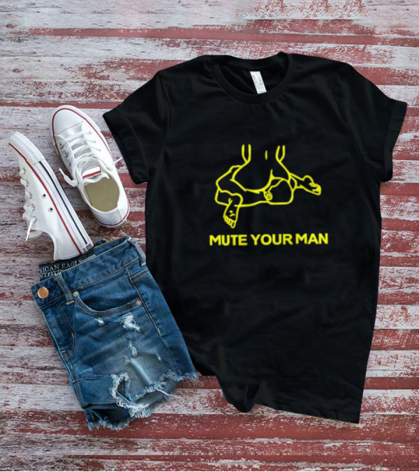 Mute Your Man Yellow Figure Outline T-Shirt
