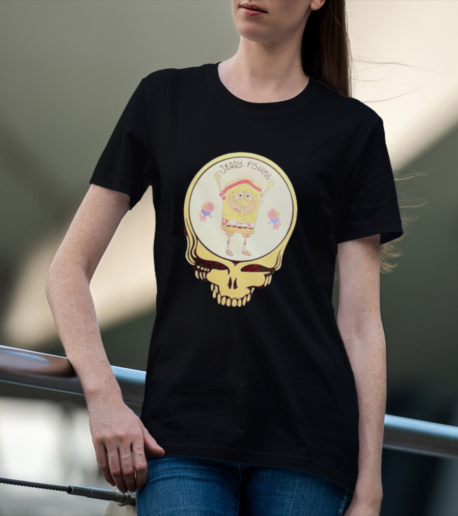 SpongeBob Jerry Fishing Grateful Dead Skull T-Shirt