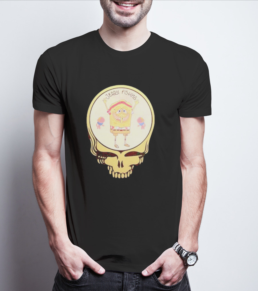SpongeBob Jerry Fishing Grateful Dead Skull T-Shirt