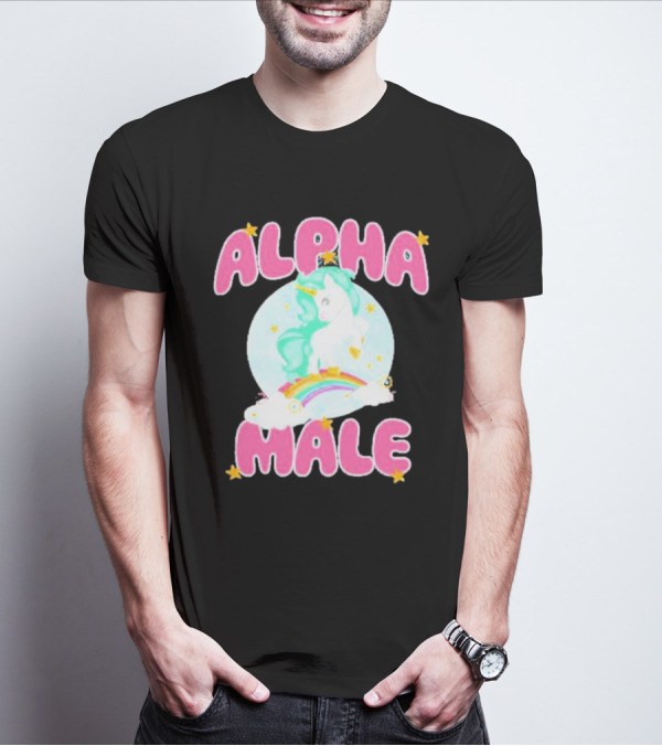 Alanalintao Alpha Male Unicorn Rainbow Stars T-Shirt
