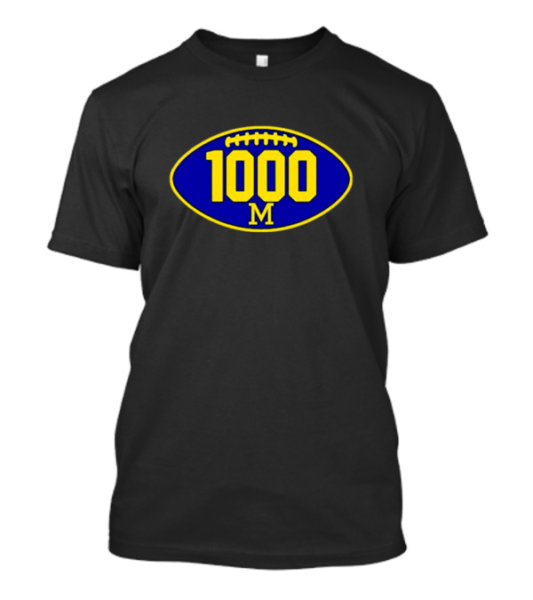 Michigan Football 1000 Wins M Logo Oval T-Shirt
