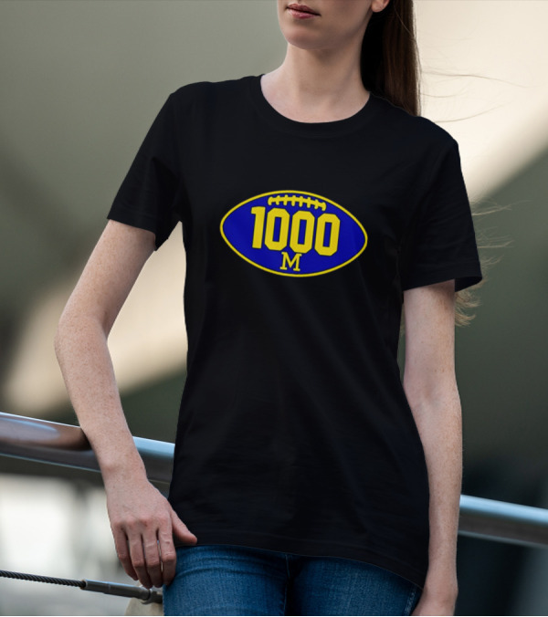 Michigan Football 1000 Wins M Logo Oval T-Shirt