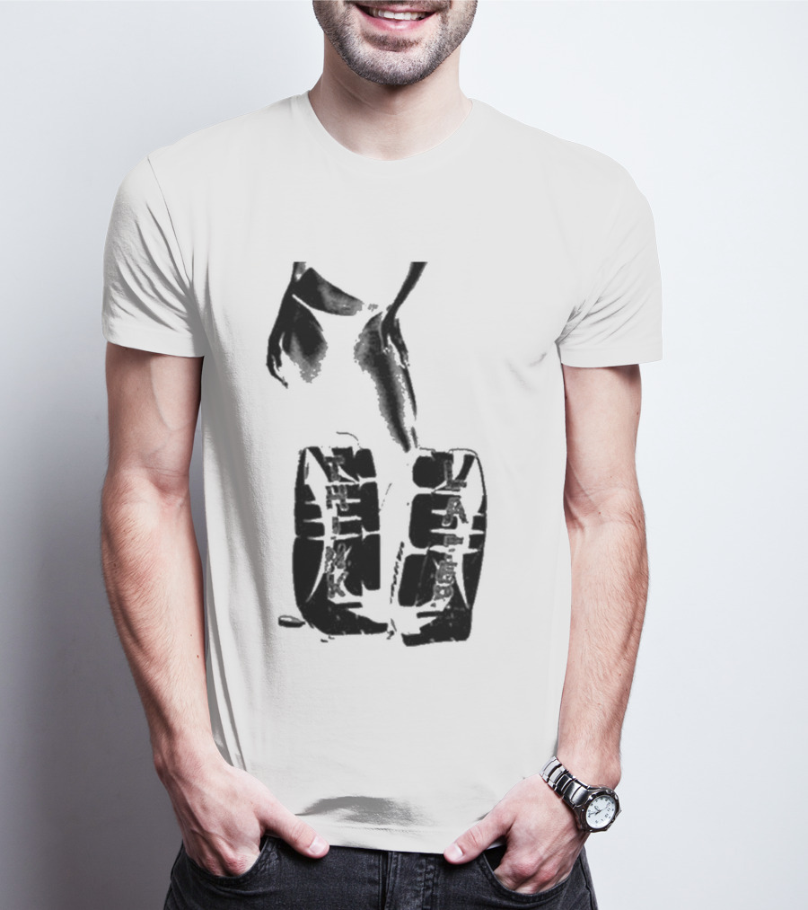 Tatemcrae Think Later Bold Legs Striking Pose In Monochrome T-Shirt