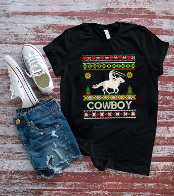 Cowboy Christmas Ugly Sweater Knit T-Shirt