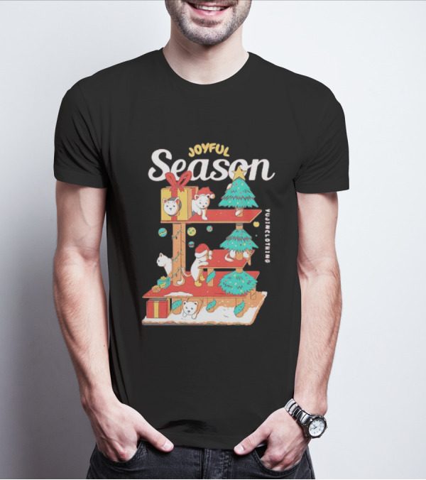Joyful Season Merry Christmas Yujiinclothing Dog Tree T-Shirt